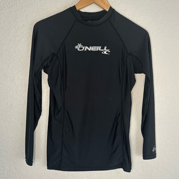 O’Neill Skins Black Swim Shirt Top Long Sleeve UPF 50+ Beach Vacation Surf Rash - Picture 1 of 5